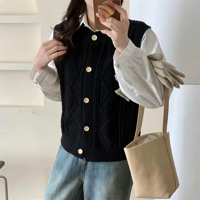 24 Dongpuyuan estilo retro renacimiento chaleco de mujer Cardigan de cuello redondo suministro de primera mano