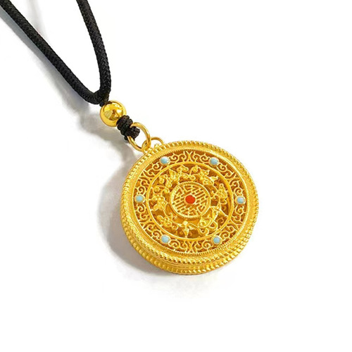 Wufu disc pendant Brass jewelry gold-plated women's Wufu disc pendant long-lasting color necklace for men and women