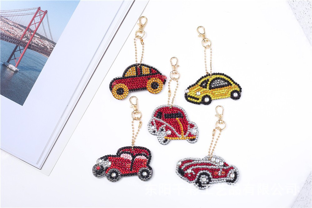 Nuevos productos de pintura de diamante, material acrílico llavero de doble cara DIY bolsa de diamante completa mariposa