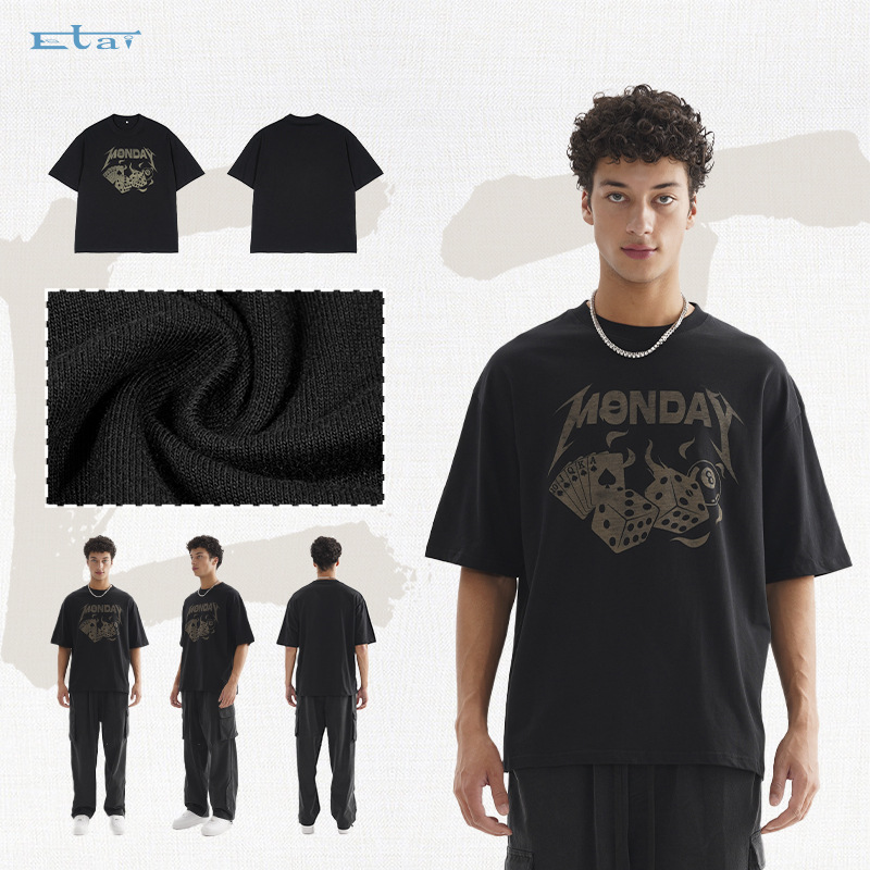 Camiseta americana de alta calidad, impresión de algodón suelta, ropa de moda para hombres, manga corta, casual para hombres