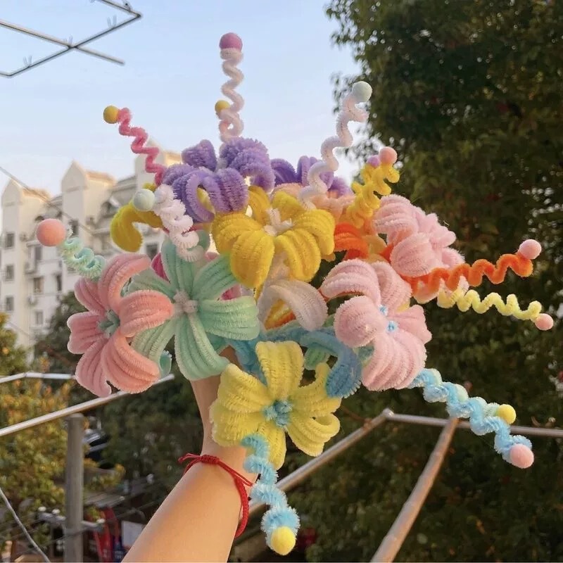 Macaron Twist Sticks Holiday DIY Craft Educational Toys Activity Materials Twist Sticks Chenille Stems for Kindergarten