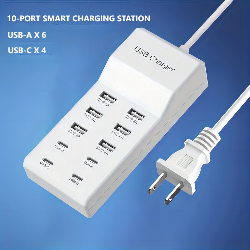 Cross-Border 50W Multi-Port Charger Mobile Phone Tablet Headphone Speaker USB Multi-Port Socket Charger