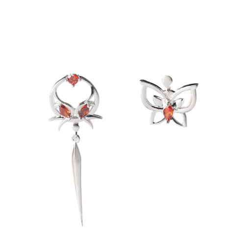Heavenly Official Blessing Blood Rain Visiting Flower City Xie Lian Earrings Silver Butterfly Earrings Asymmetric Tassel Earrings