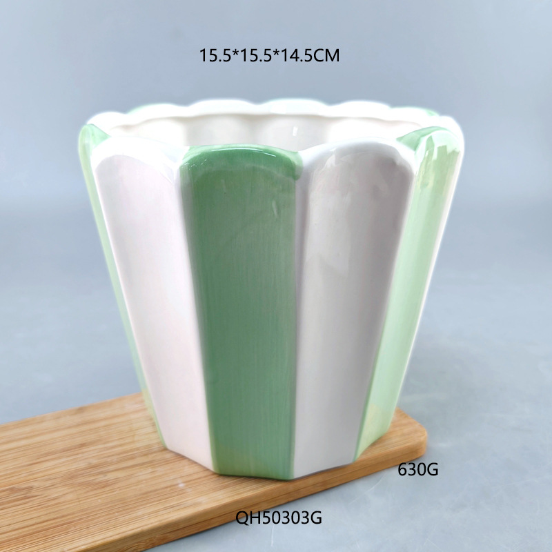 Maceta de cerámica con diseño de dibujos animados para suculentas, con esmalte de color, arcilla blanca, recipiente redondo transpirable para flores, soporte de hierro, maceta tamaño pulgar, hecha a medida, superventas transfronteriza.