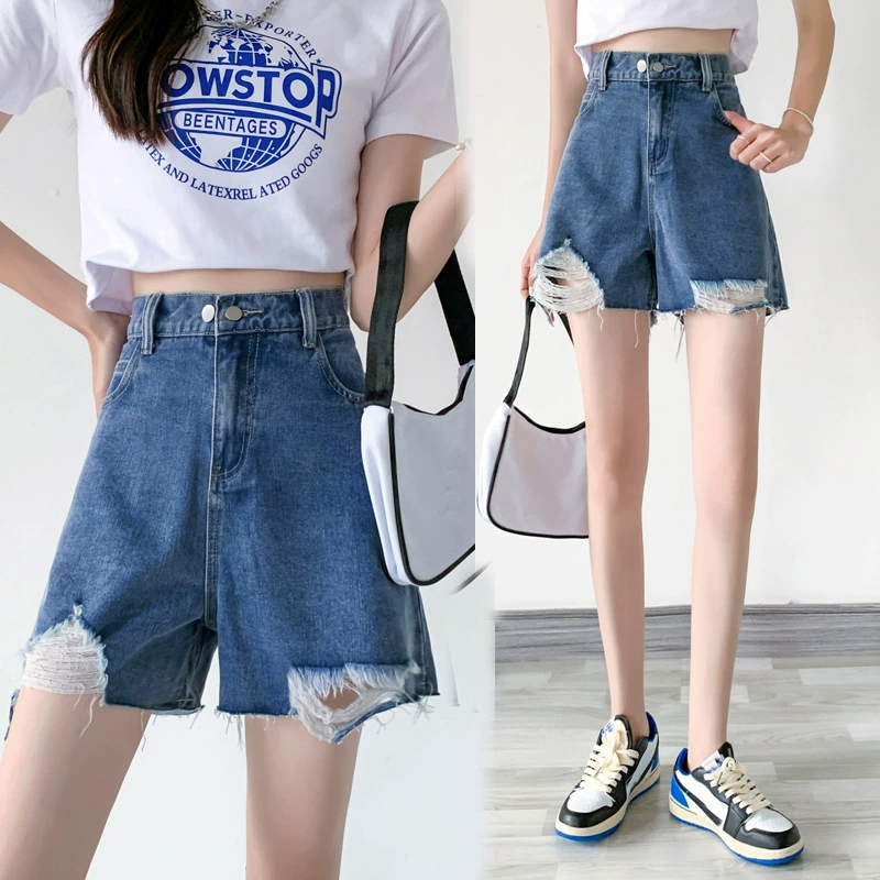 Специальное оформление 300 кг джинсовые шорты очень большие женские 220 кг супер толстые с высокой талией и двойной пряжкой широкие брюки