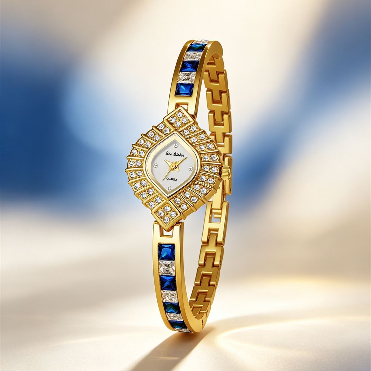 BS New Hot-Selling Douyin Watch, Direct Sale from Manufacturer, Vintage Trendy Colorful Sapphire Blue Rainbow Light Luxury FA1863 Dial