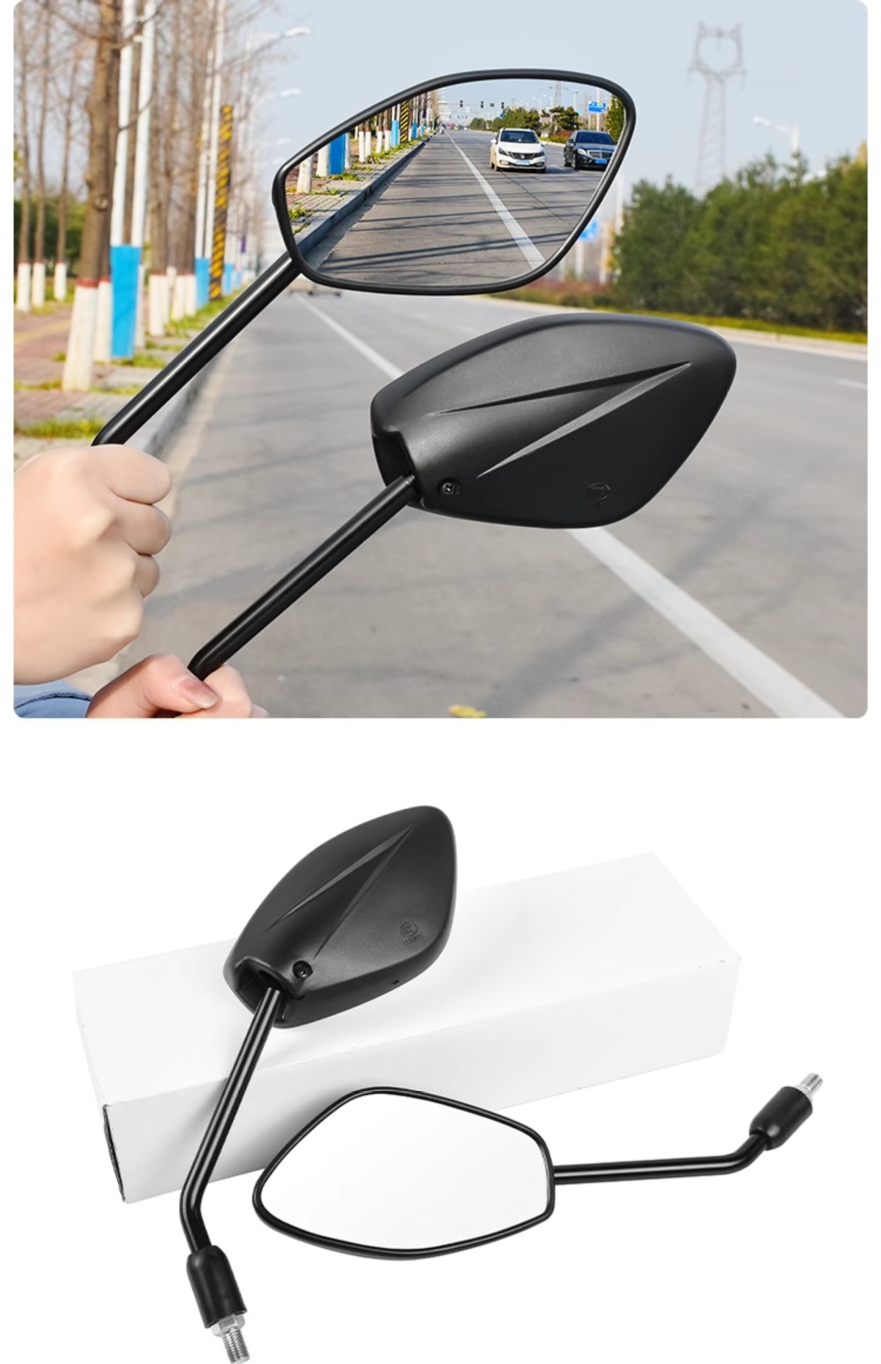 National Iv Yuexing Rearview Mirror Hj125T-9-23-10 Reflective Mirror Suitable for Haojue Eagle Diamond Motorcycle