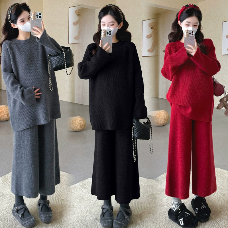 Sweater for pregnant, trousers for leisure, set, oversize