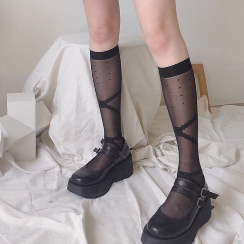 Japanese calf socks white cross strap bow Lolita versatile cos soft girl socks thin stockings mid-calf socks