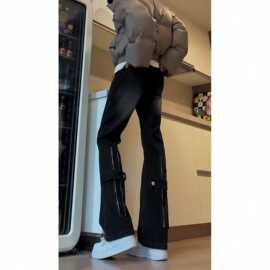 2025小众拉链设计感牛仔裤男美式风复古高街直筒裤春秋季大码裤子