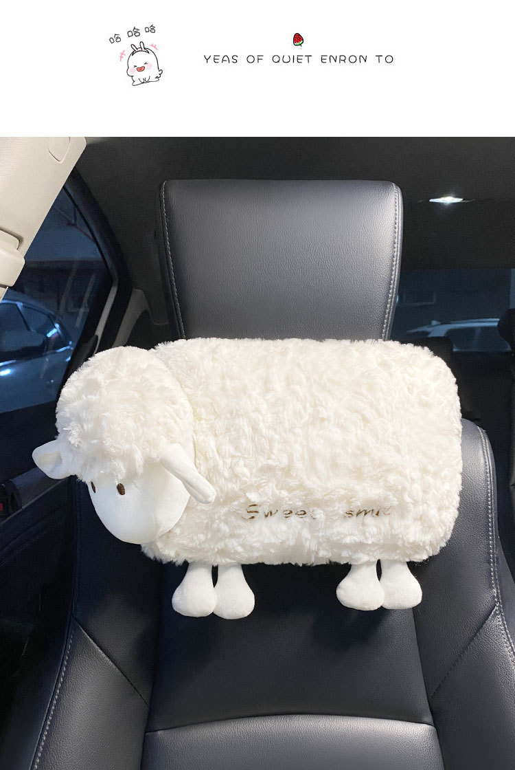 Car Headrest Neck Pillow Creative Cute Little Sheep Car Lumbar Support Cushion Car Seat Cushion Set