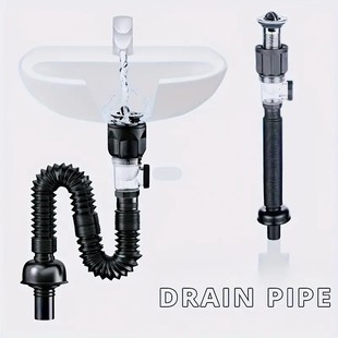 Retractable Odor-proof Drainage Pipe Kitchen Vegetable Basin Drainage Pipe Bathroom Basin Tank Drainage Pipe Odor-proof Drainage Pipe suit