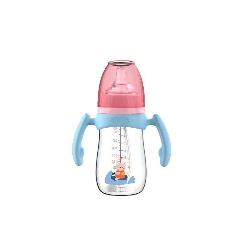 Biberón con tetina tipo chupete en caja, 210/240/300 ml, serie Cactus, con asa, biberón de PP con pajita