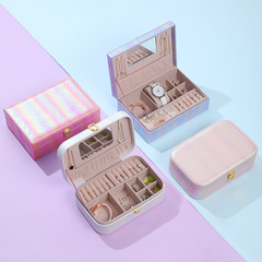 Elegant European-style princess women's jewelry box with large capacity, multi-functional, convenient, and popular earring hand jewelry accessory storage box.