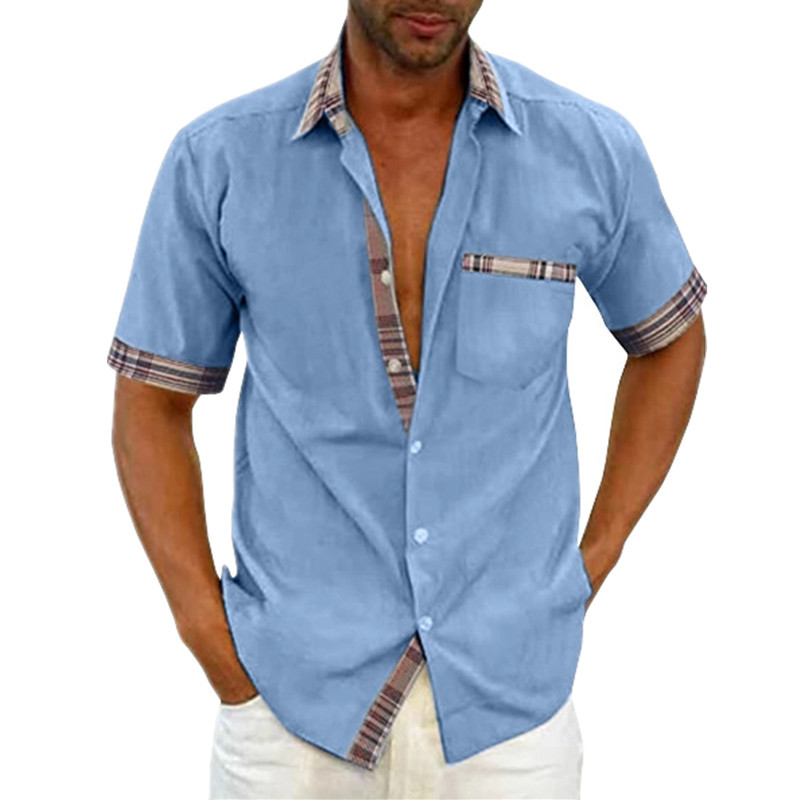 Nueva camisa casual de primavera 2023 para hombres sin planchar cardigan manga corta moda urbana solapa camisa de hombre