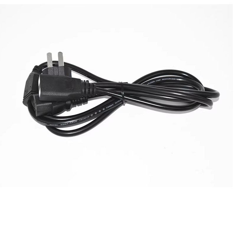 一分二品字两插座电源线一拖二品字尾+国两孔母插充电连接线