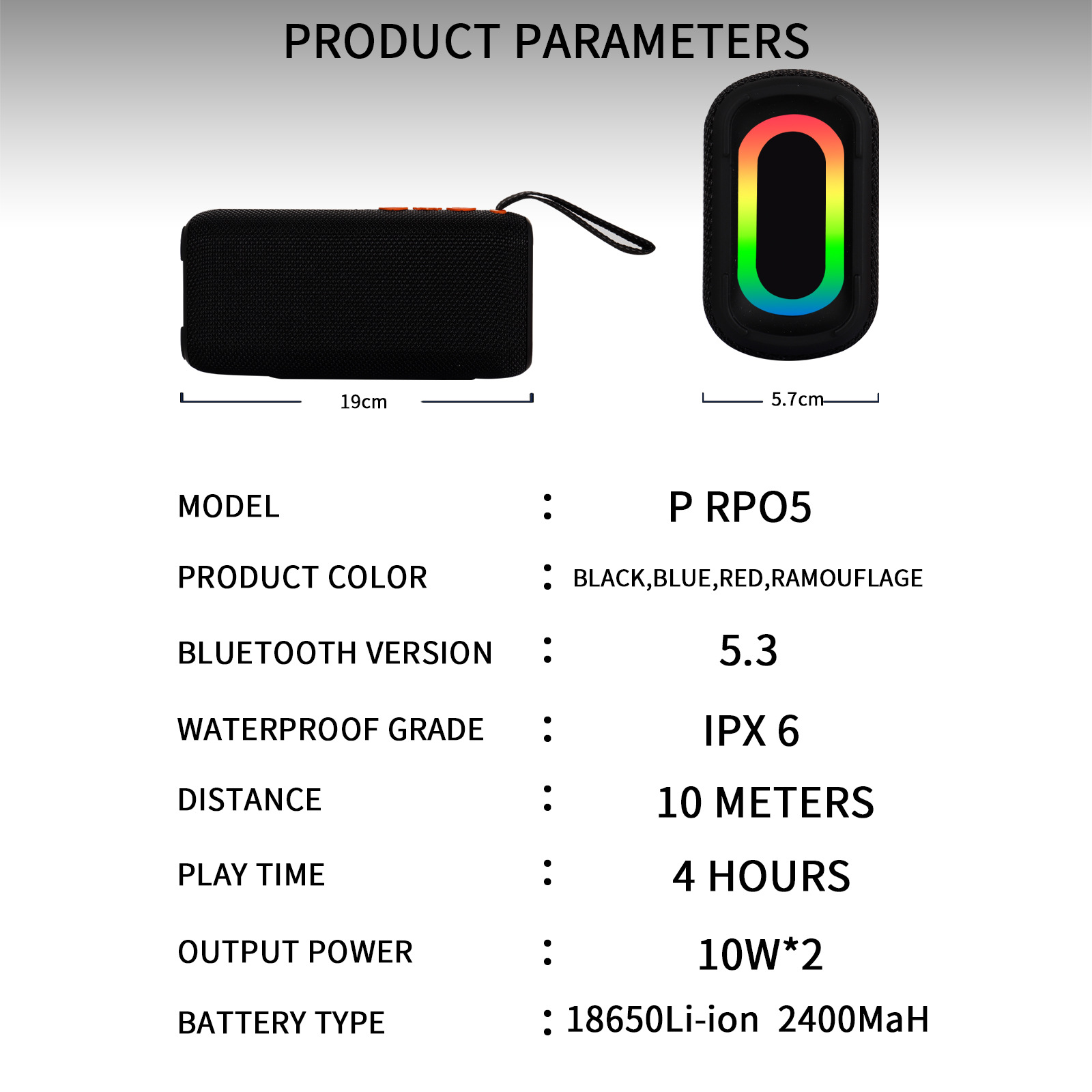 Draagbare bluetooth speaker met rgb verlichting en subwoofer_voghion.com