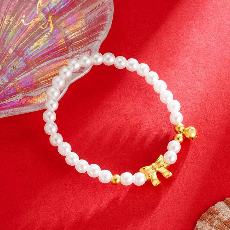 Vietnam oro nacional moda Shell cuentas arco pulsera elegante mujer imitación oro antiguo artesanía imitación perla joyería pulsera