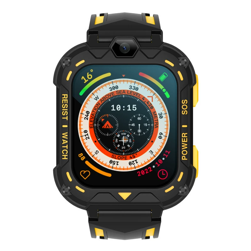 With synchronisation with phone, electric watch protected from dust, water and shock, bracelet, 4G, support function for all network communication standards, geolocation function