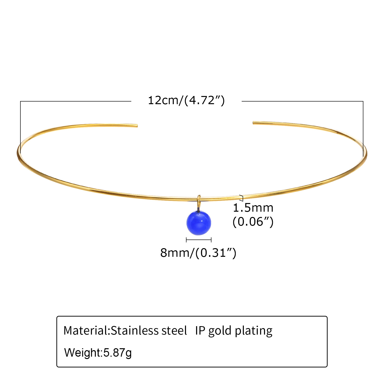 Fashion Solid Color Stainless Steel Polishing Plating Choker 1 Piece