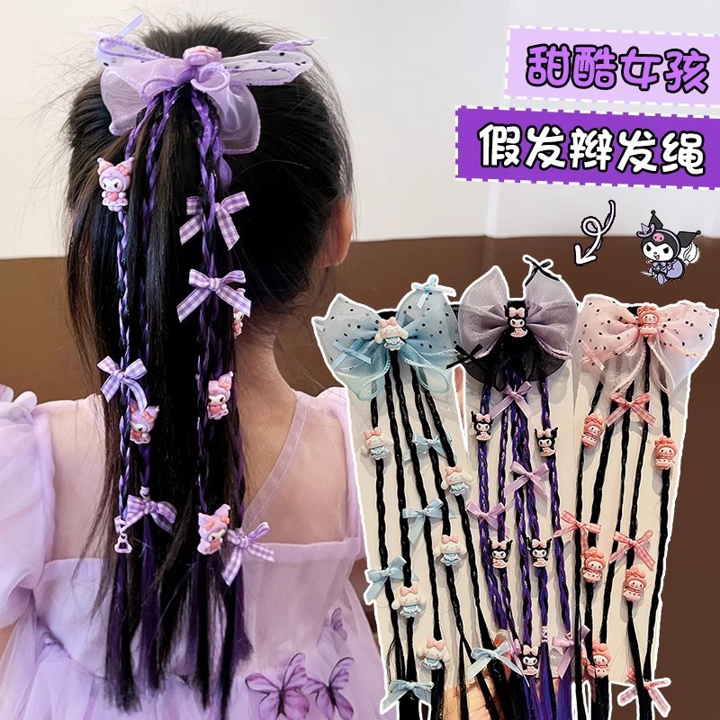 Niños Kullomi pelucas trenzas niñas trenzas torcidas anillo de cabello arco correa niñas boxeo trenzas cuerdas para el cabello adornamiento