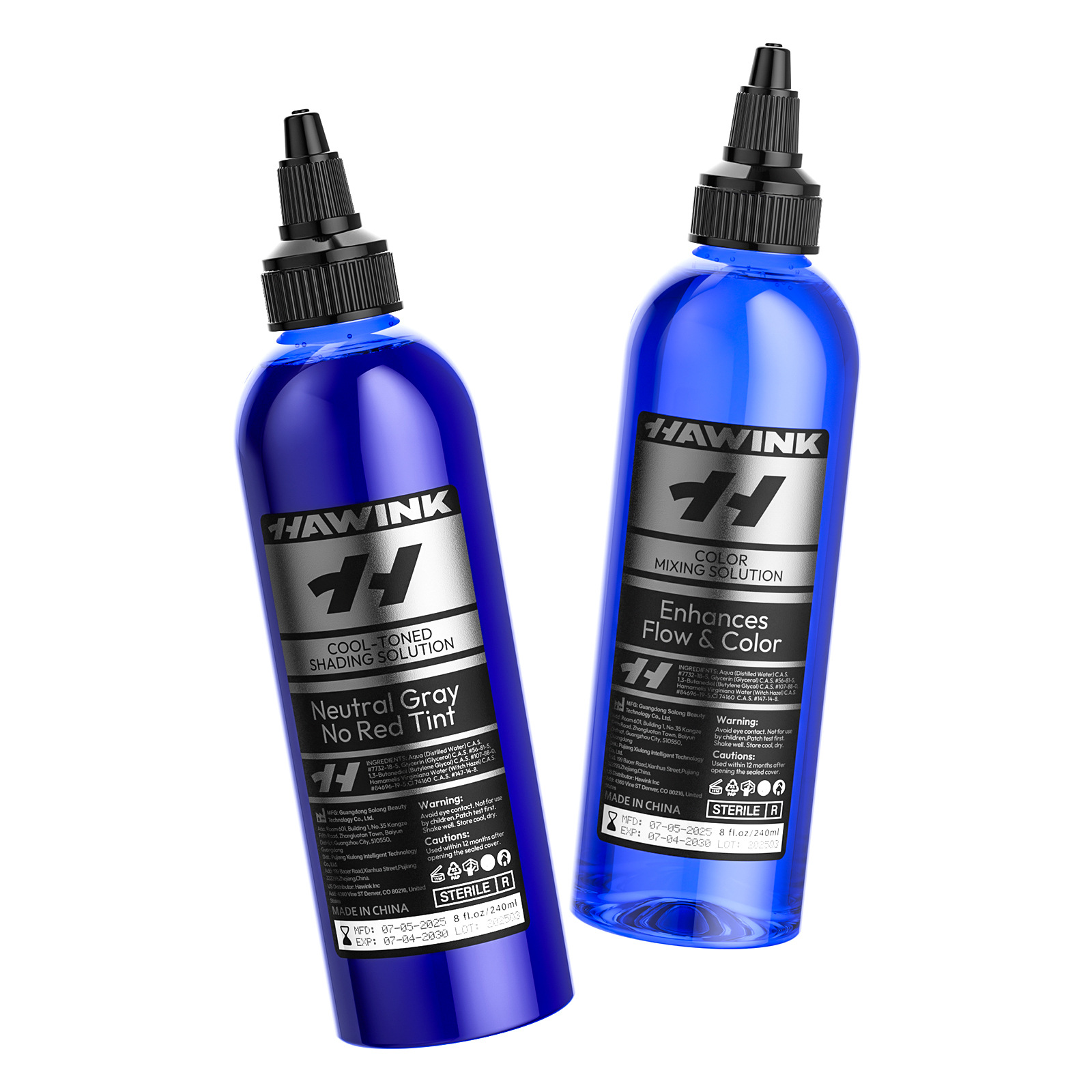 240ml de diluyente de color de tinta de tatuaje de color negro envasado en botella grande diluyente de tinta de tatuaje
