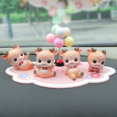 Car ornaments: Center Console Resin Ornaments Birthday - brown-abcd-balloon-momo-duck-powder-pad-large