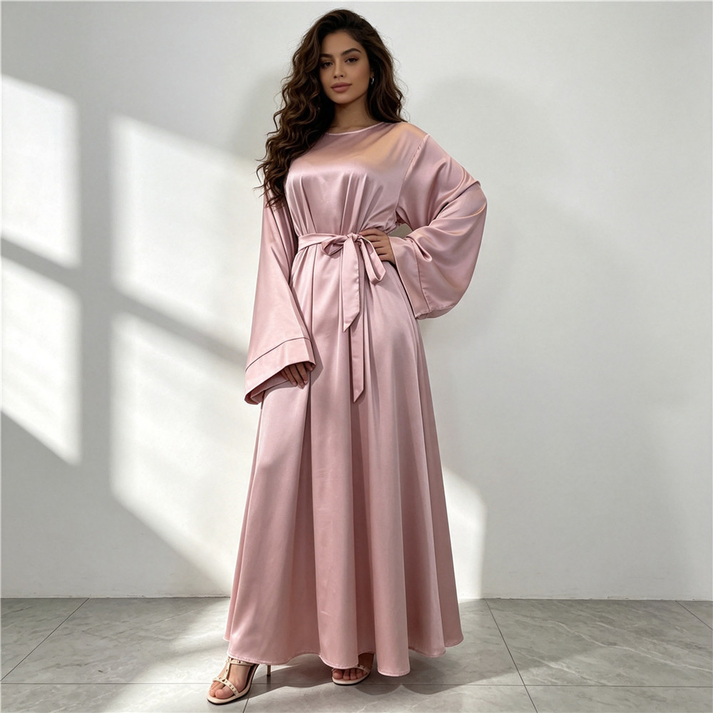 Foreign trade cross-border simple satin long dress 6622