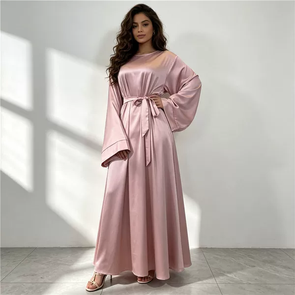 Foreign trade cross-border simple satin long dress 6622