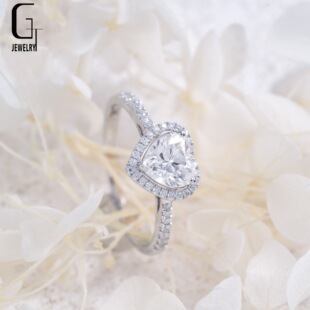 14K Gold Heart-Shaped Moissanite 1 Carat Women's High-End Ring Guangzhou Source Manufacturer with Certificate Anniversary Gift