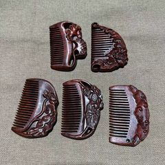 紫檀木彫刻小櫛細作木マッサージ頭皮彫刻木櫛