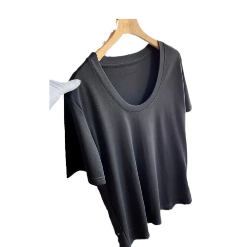 Basic Slimming Round Neck Pure Color Short Sleeve T-shirt for Women, 2024 New Arrival Commute Versatile Base Layer Top