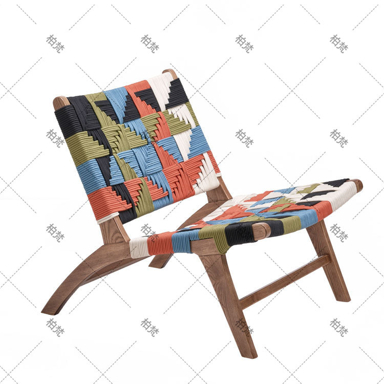 Silla de ocio de madera maciza perezosa de mediana edad, sofá individual de diseño de madera de fresno, silla Hank, silla de tienda de té con leche de café