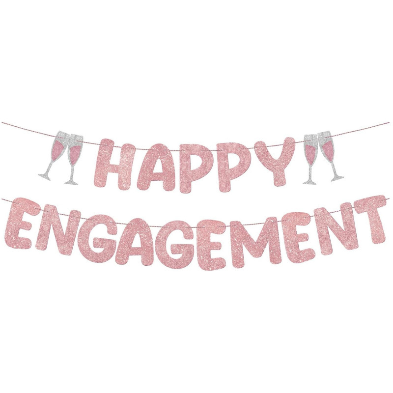 婚约ハッピープルフラッグHappy Engagementピンク婚约ハッピープルフラッグ独身パーティー装饰|undefined