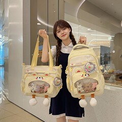 新款高颜值日系ins清新甜美糖果色背包初高中生轻便大容量双肩包