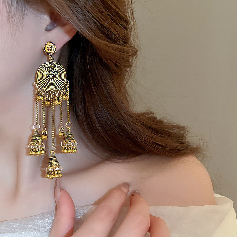 Polished Finish 1 Pair Retro Ethnic Style Geometric Alloy Drop Earrings