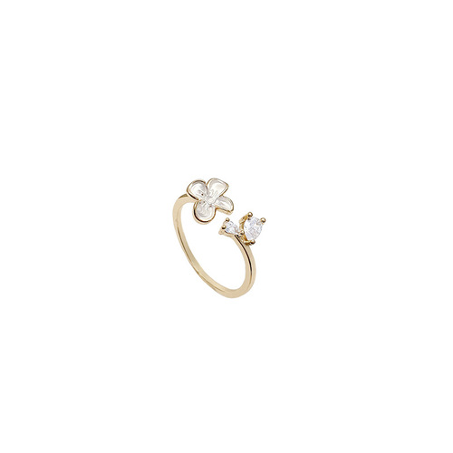 Simple, light and luxurious flower zircon ring for women, ins trend high-end design, dripping oil fashion internet celebrity index finger ring