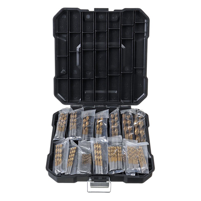 Venta directa de fábrica, 99 Uds., broca helicoidal de acero de alta velocidad, mango recto chapado en titanio, taladro eléctrico manual, juego de herramientas de perforación