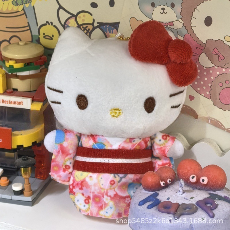 黑色草帽kitty帽宝宝挂件爱心扣公仔玩偶可爱赫本风挂饰钥匙扣|undefined