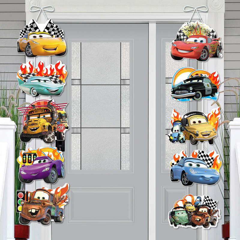 Racing story birthday party decoration door hanging car story McQueen theme decoration door hanging decoration