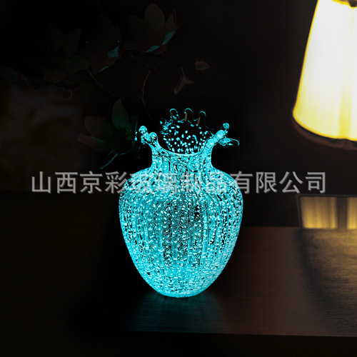 Xiao Qing New Wave Flower Mouth Rural Night Glow Transparent Glass Vase for Dried Flowers, Water-Cultivated Fresh Flowers, Living Room and Bedroom Decoration