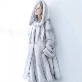 2025新款皮毛一体貂皮大衣女水貂绒金貂绒大衣海宁皮草中长连帽款