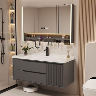 Special Offer Hanging Cabinet Wooden Bathroom Cabinet Bathroom Wall Cabinet Floor Cabinet for Face Washing Household Simple Sink Ceramic All-in-One Basin