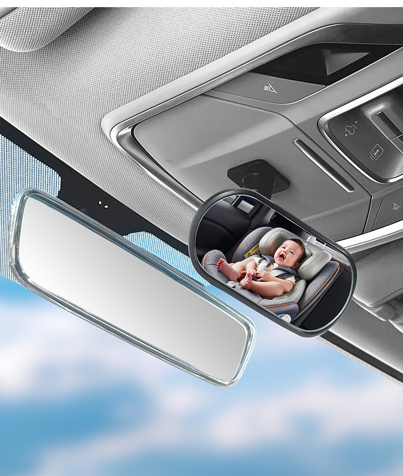 Car Rear Kids Observation Auxiliary Large Field of View Rearview Mirror Sun Visor Clip-On Large Curvature Baby Mirror in the Car