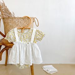 ins2023 summer infants and young children baby girl floral dress suspender skirt suit baby girl suit