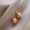 Retro advanced copper earrings from pearl, simple and elegant design, 2022 collection, high-end