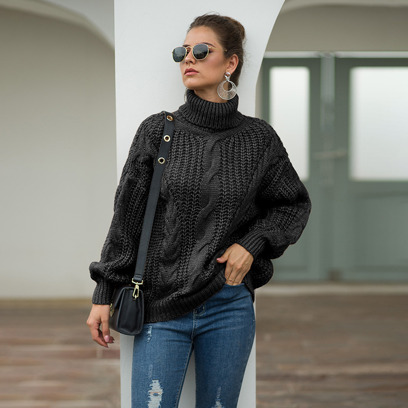 Suéter de punto estilo universitario para mujer, otoño-invierno 2026, el suéter de cuello alto de punto grueso más vendido en Amazon para mujer.