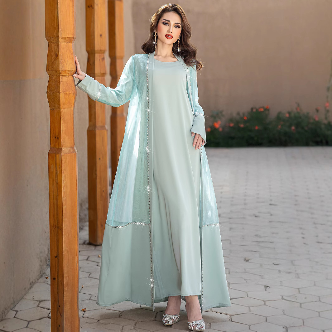 BA5188 Mint Green Yarn Two-Piece Cardigan Dress - Wholesale Available