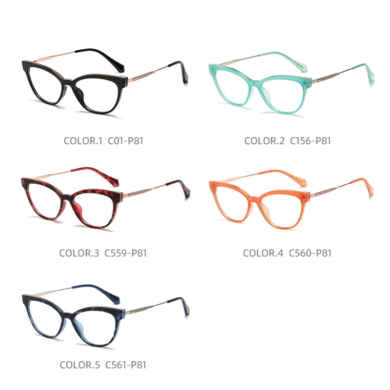 Nueva moda gafas marco femenino J836 europeo y americano personalizado gato ojo liso gafas TR90 red viento rojo anti-azul gafas de luz