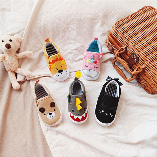 Ridan Island Kunishijia's new three-dimensional cartoon baby toddler shoes soft-soled canvas shoes one-legged shoes for boys and girls